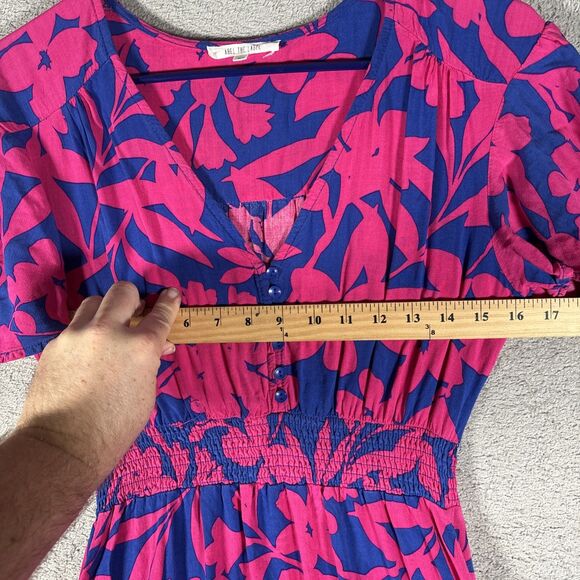 Abel the Label Sz XS Cassidy Hi-Lo Midi Dress Blue Pink Floral Flutter Sleeve - Picture 7 of 12